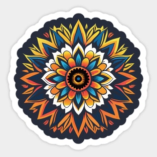 Vibrant Floral Fusion: Colorful Geometric Flower Art Sticker